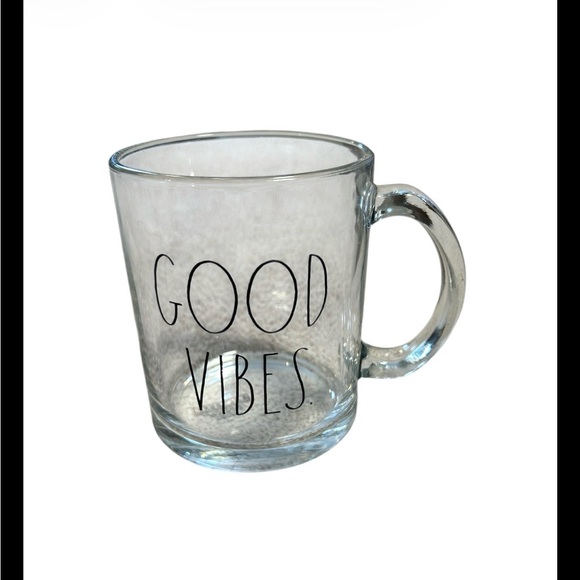 Rae Dunn Other - Rae Dunn 18oz Clear Glass Good Vibes Mug With Handle